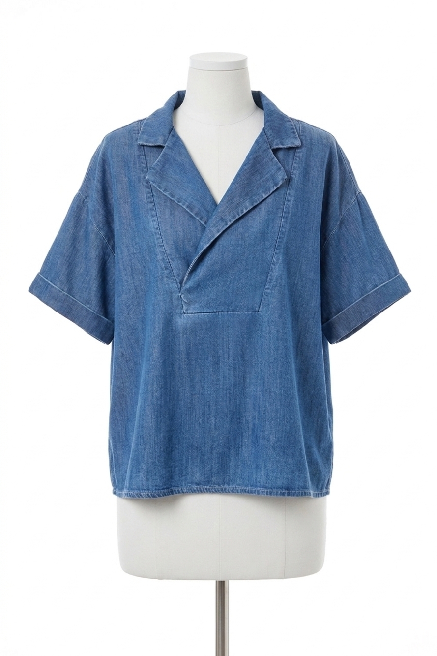 NEW TRIBAL flowy popover shirt in fjord blue